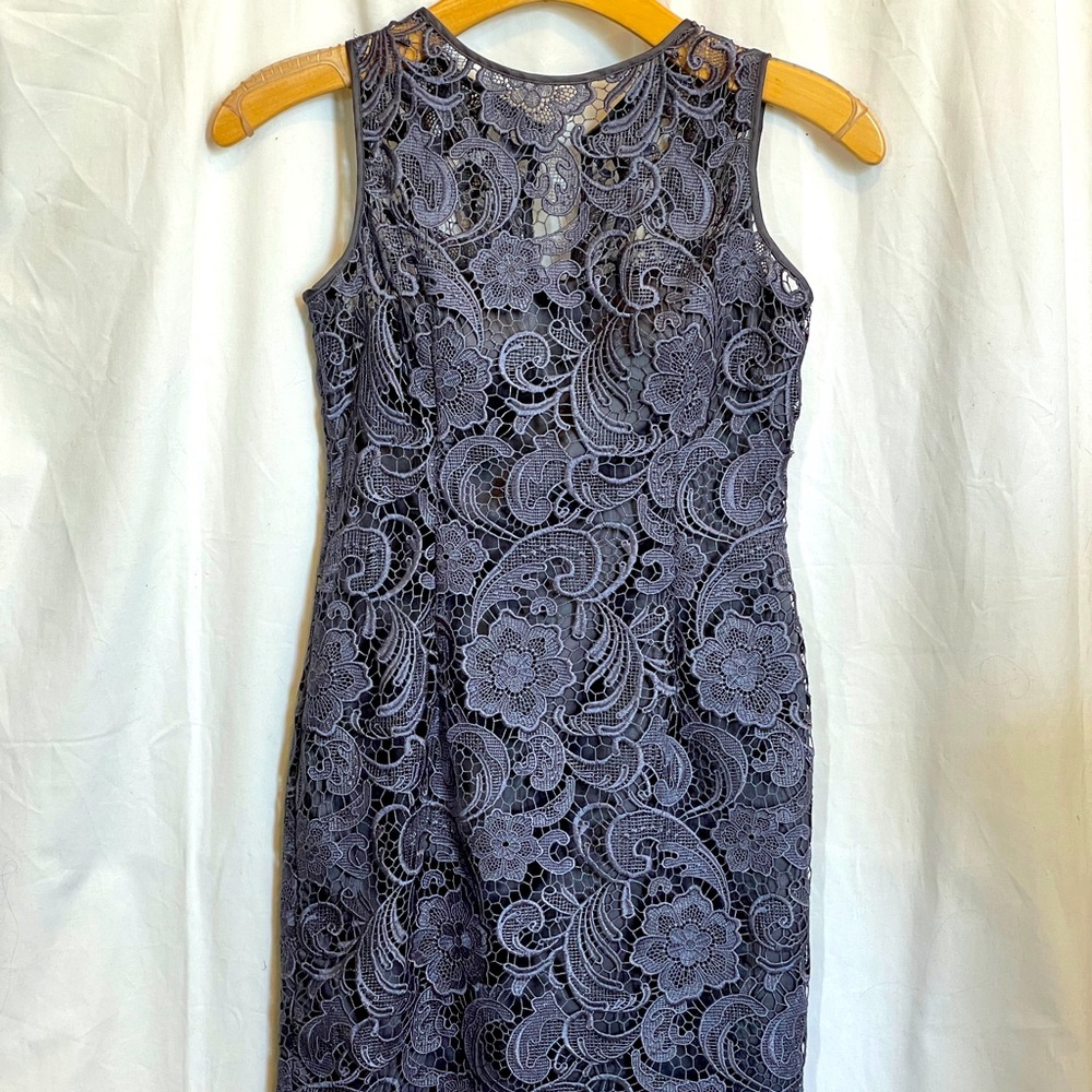 Adrianna Papell Women's Cocktail Dress Size 4 Gun Metal Grey Sheath EUC